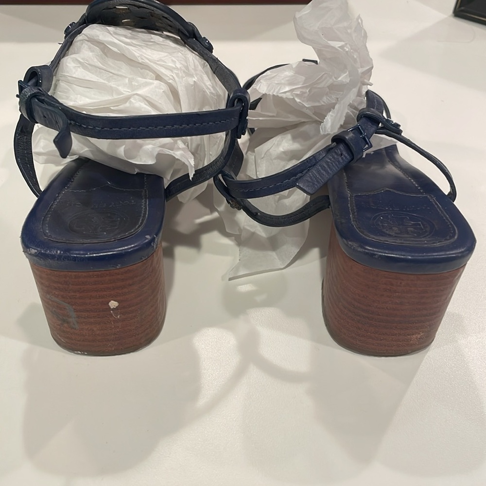 Tory Burch blue leather sandals size 10.5 - Picture 3 of 5